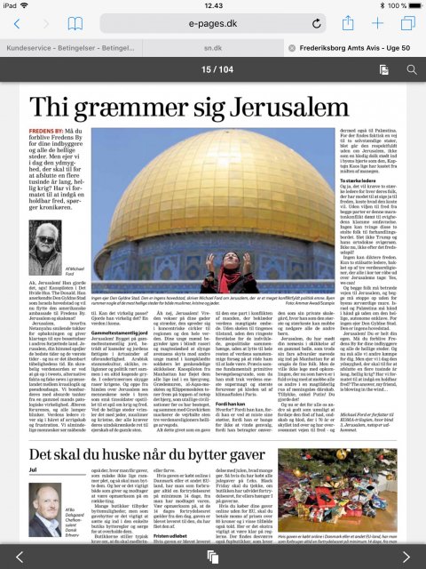 Kronik i Frederiksborg Amts Avis, Michael Ford, Thi græmmer sig Jerusalem,